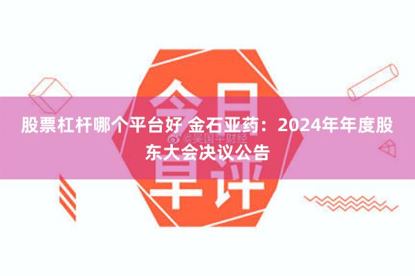 股票杠杆哪个平台好 金石亚药：2024年年度股东大会决议公告
