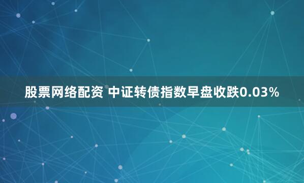 股票网络配资 中证转债指数早盘收跌0.03%