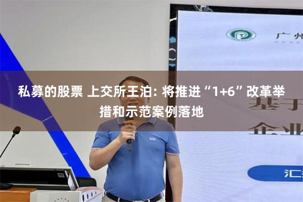 私募的股票 上交所王泊: 将推进“1+6”改革举措和示范案例落地